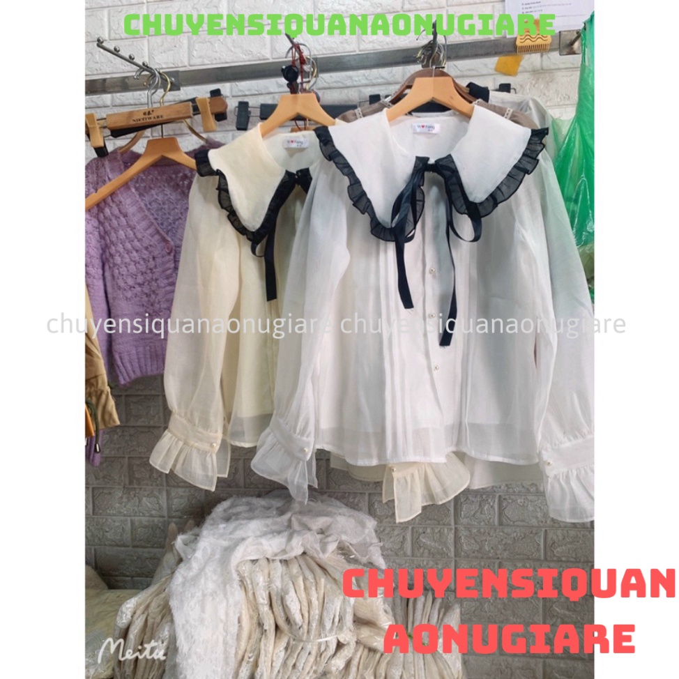 áo sơ mi tay bồng nút ngọc, áo sơ mi tơ 2 lớp hàng QCCC loại 1 A00014 KACA chuyensiquanaonugiare