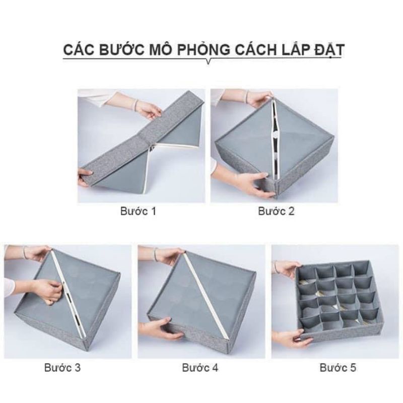 Set 3 Hộp đựng đồ lót, tất chia ngăn gấp gọn tiện lợi
