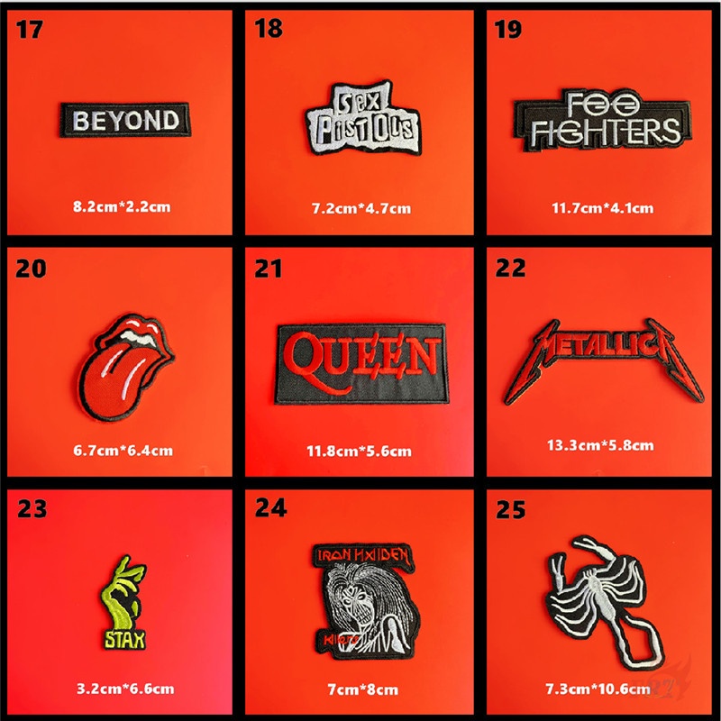 ♚ Miếng Dán Kim Loại Phong Cách Rock 06-On Chất Lượng ♚ 1 Sticker Ủi Thêu Hình Rock N Roll