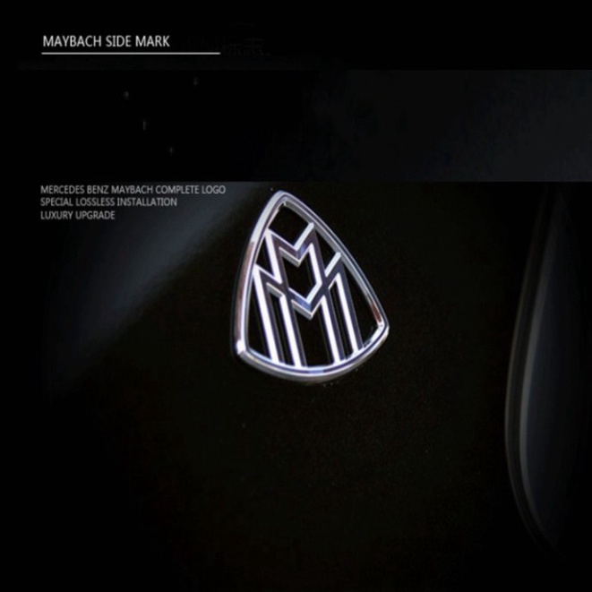 Bộ 2 chiếc logo biểu tượng Maybach Inox cao cấp dán hông xe G80707 (HÀNG LOẠI 1)