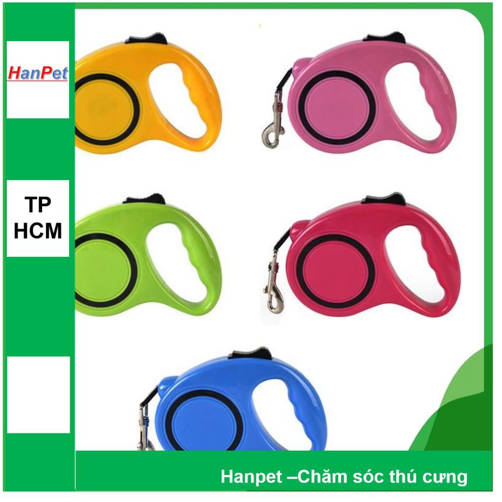 Dây dắt chó mèo tự động - Hàng công ty - (hanpet 372) dây dẫn chó tự rút (bản 3m - chó dưới 7kg)