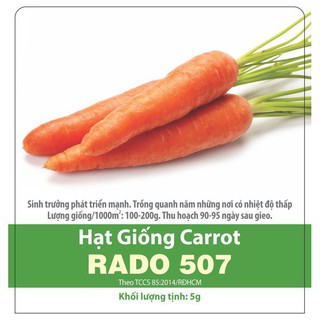 Hạt Giống Cà Rốt Củ To RADO 507 F1 - Giàu Vitamin Gói 5g