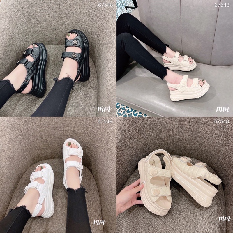 sandal chanel quai dán thể thao đế cao fullbox