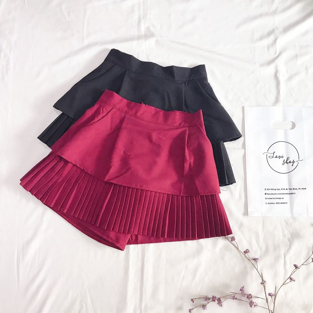 Chân váy dập ly dáng ngắn 6 màu Lovi