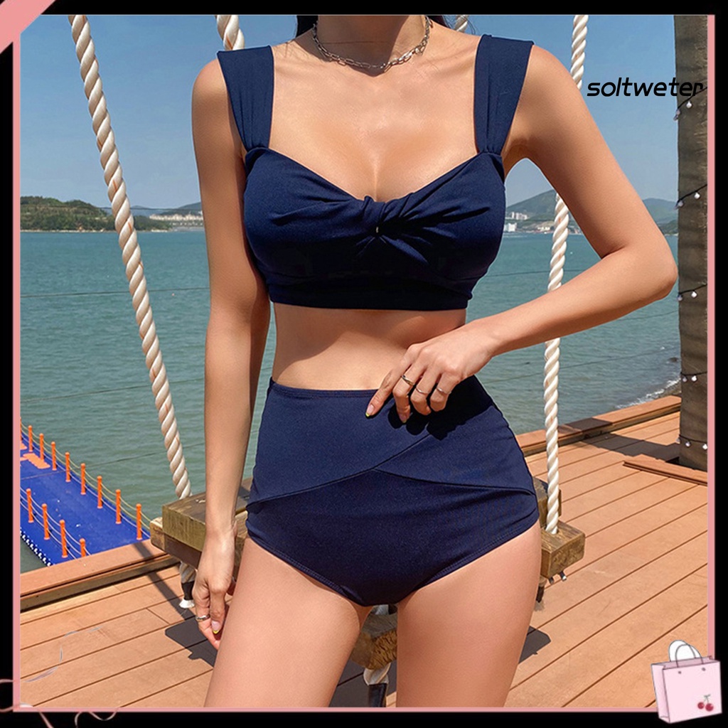 Bộ Đồ Bơi Bikini Hai Mảnh Lưng Cao Có Đệm Nâng Ngực Thời Trang Mùa Hè Cho Nữ