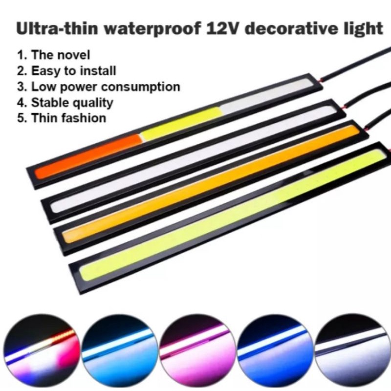 Dải Đèn Led COB 17cm 12v Chống Thấm Nước Siêu Sáng Cho Ô Tô Xe Máy.