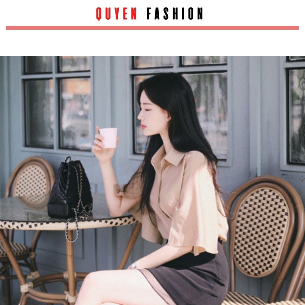Sơ mi nữ tay ngắn, cổ đức tay xẻ trẻ trung, áo thời trang công sở Quyên Fashion AA560