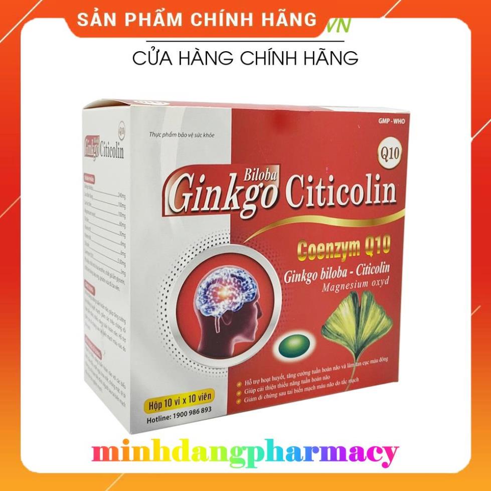 Hoạt huyết dưỡng não Ginkgo Biloba Citicolin Q10 - Hộp đỏ 100 viên