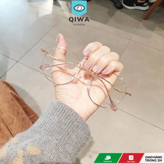 Gọng kính cận mắt tròn Qiwa Eyewear 10004, Kính cận Nobita mắt tròn phụ kiện thời trang đẹp