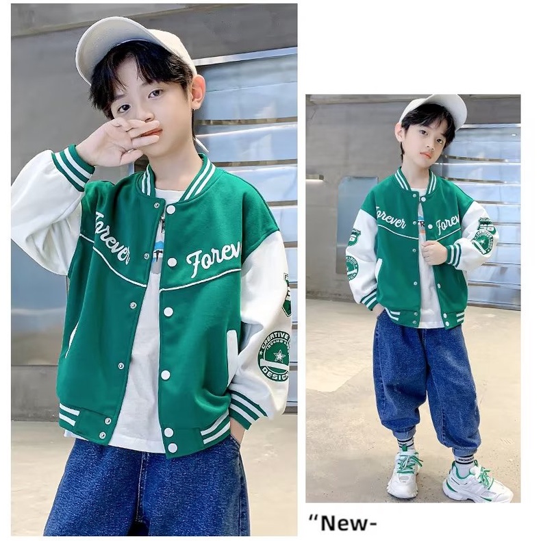 Áo khoác bóng chày BXPB tay dài thời trang mùa thu phong cách Hàn Quốc dành cho bé trai 3-15 - 12 tuổi
