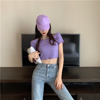 Áo croptop dệt kim mặc được 2 kiểu kèm ảnh thật ở cuối