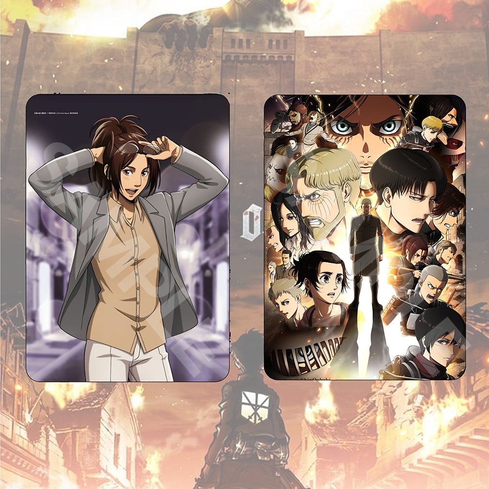 Ảnh card bo góc in hình ATTACK ON TITAN 4 mẫu EREN LEVI ERWIN HANJI Đại Chiến Titan thẻ bo viền 5*8cm #