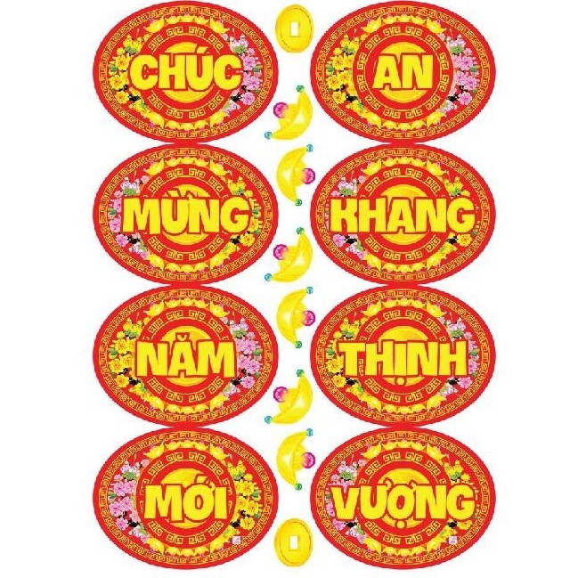Decal trang trí tết kèm họa tiết nổi CHÚC MỪNG NĂM MỚI MẪU 28