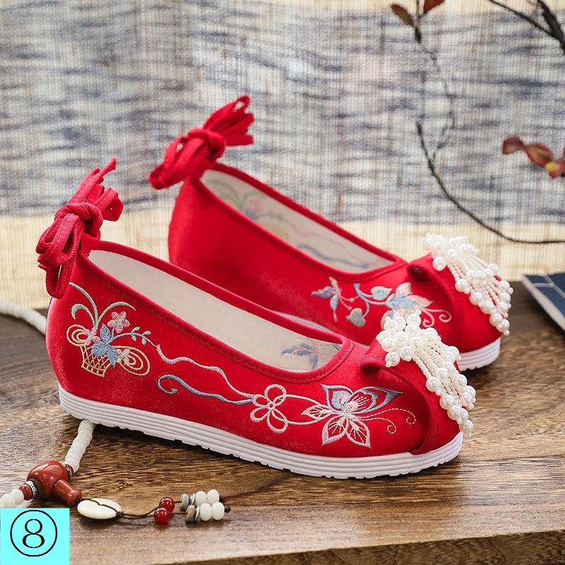 Giày Hán Phục Mũi Tròn Đính Hạt Phong Cách Trung Hoa Cổ Điển Cho Nữ