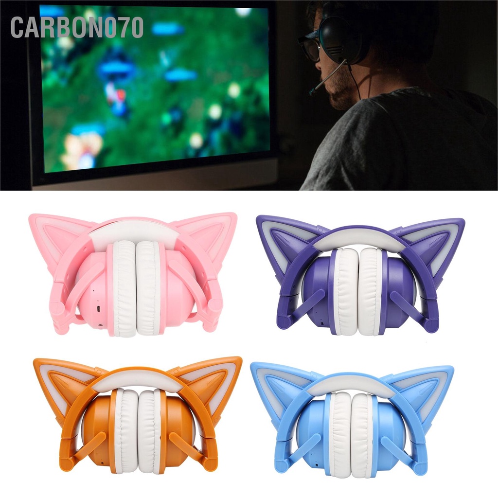 [Hàng Sẵn] Tai Nghe Mèo Bluetooth Dễ thương LED Có Mic Âm thanh Bass Độ nhạy cao với cáp 3.5 mm【Carbon070】