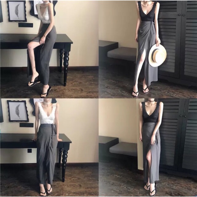 SET BÁN RỜI ÁO CROPTOP+ chân váy XẺ Quảng châu ORDER MÃ 693