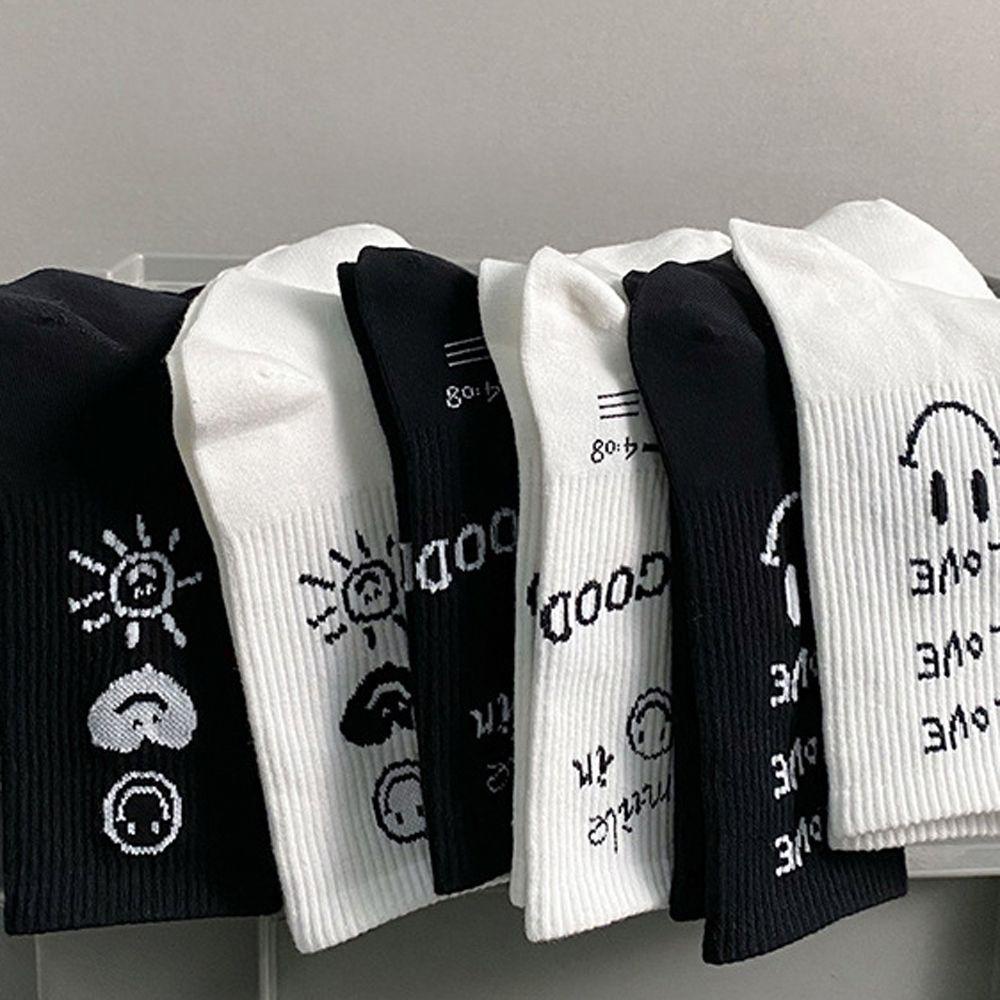 SOMEDAYZL Tất In HìNh MặT CườI Dễ Thương Cho CặP Đôi