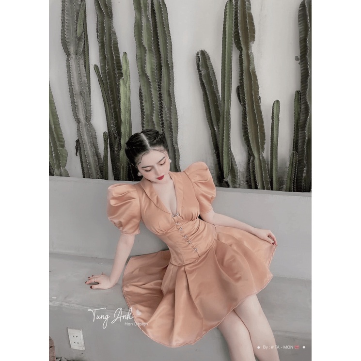 FREE SHIP ĐẦM NỮ DỰ TIỆC TAFTA XẾP LY CÓ 2 MÀU PU