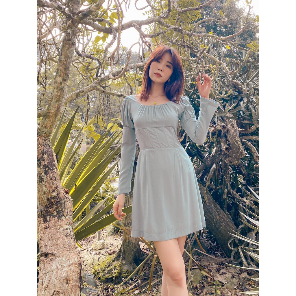 Đầm lụa xanh ánh nhũ Josephine Dress Gem Clothing SP060284