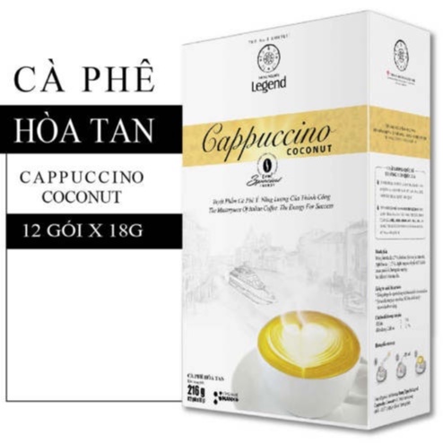 [Trung Nguyên E-coffee] Cà phê Cappuccino Coconut Trung Nguyên Legend - Hòa tan Dừa - Hộp 12 gói