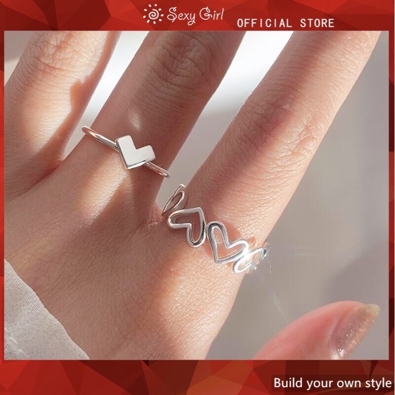 Set 2 Nhẫn Đeo Tay Kim Loại Đính Đá Thời Trang Cho Nữ