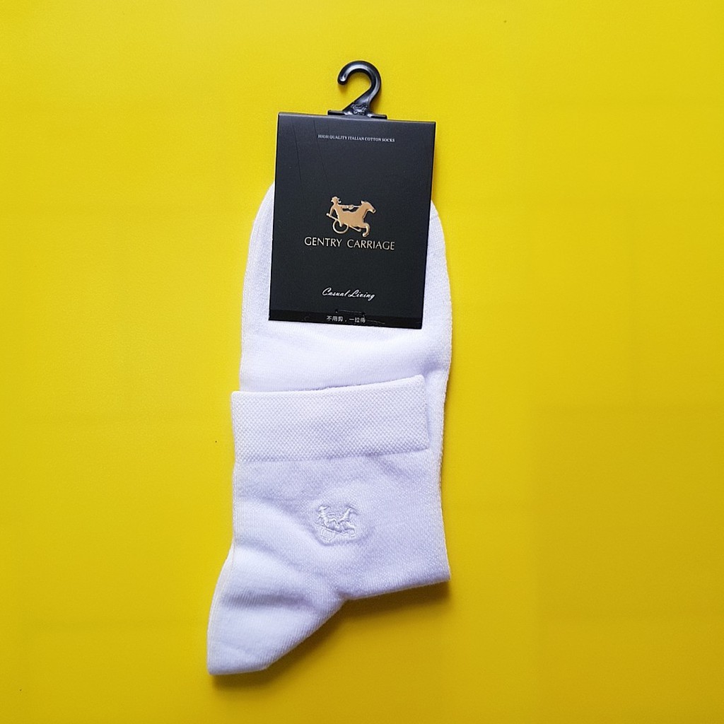 Vớ/tất nam cổ cao trơn cao cấp phom lớn Gentry Carriage chất cotton siêu co giãn thấm hút mồ hôi chống hôi chân