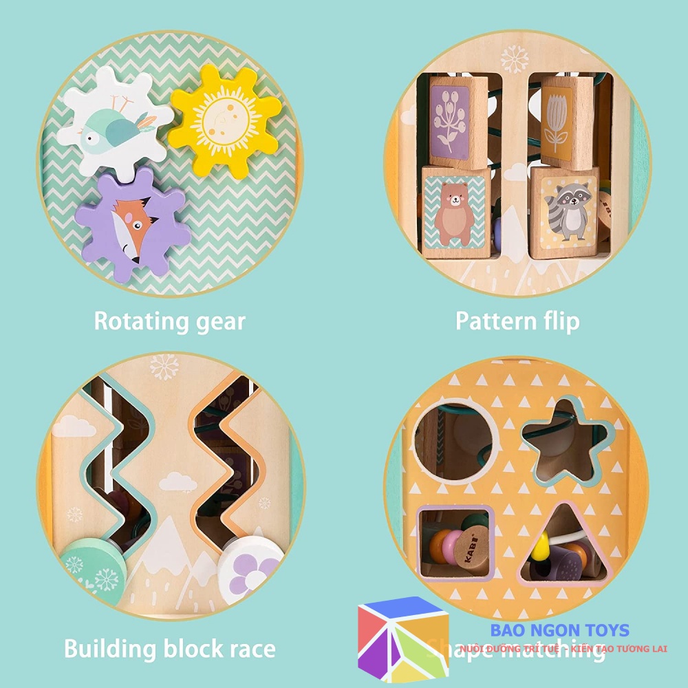 KHỐI HOẠT ĐỘNG THẢ HÌNH 5 IN 1 GIÚP BÉ HỌC MÀU SẮC, HÌNH DẠNG VÀ PHÁT TRIỂN VẬN ĐỘNG TINH - BAO NGON TOYS - DG113