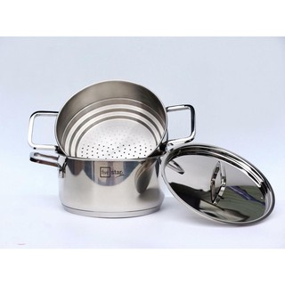 Mua Bộ nồi xửng hấp inox 304 Fivestar Plush 3 đáy bếp từ nắp inox ( 20cm )