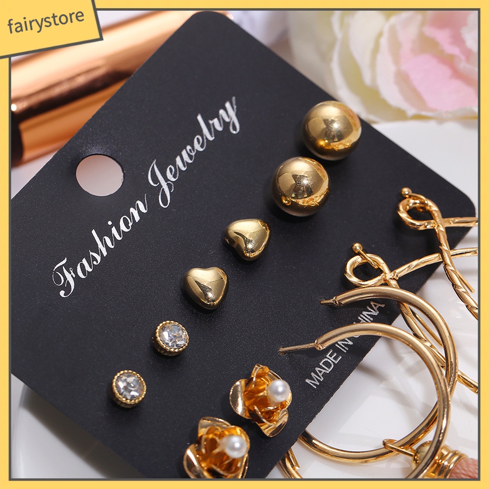 Set 6 Đôi Bông Tai Nhiều Kiểu Dáng Thời Trang Cho Nữ