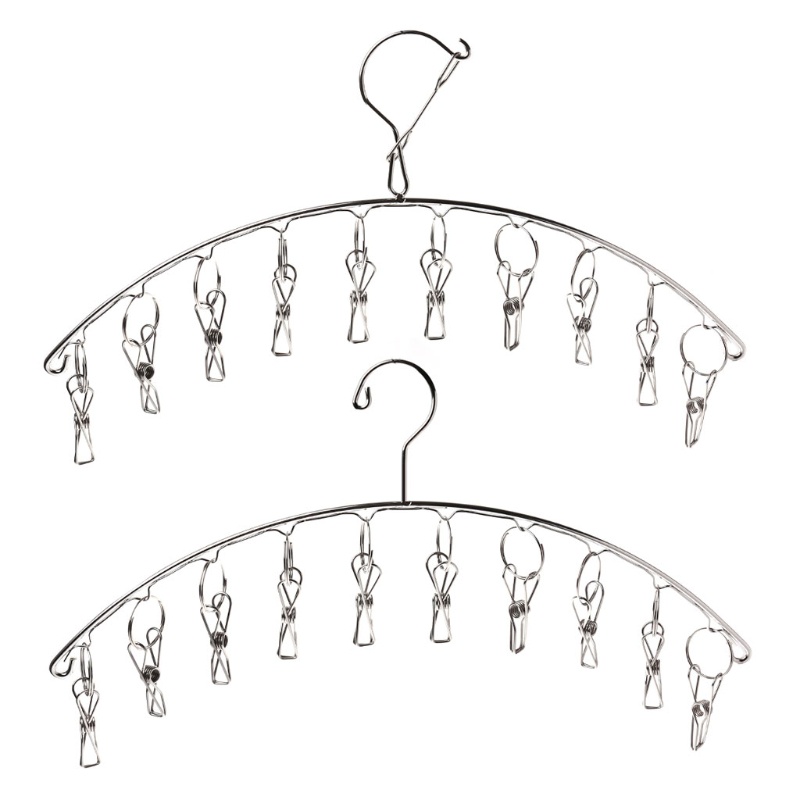 Móc Treo Phơi Quần Áo Hình Dạng Cong Kèm Kẹp Chống Gió Nhỏ Giọt G