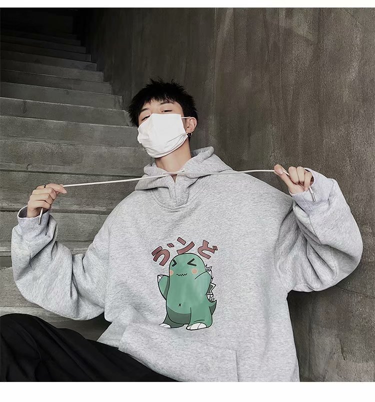 Áo Hoodie Cotton Dáng Rộng In Họa Tiết Hoạt Hình Cá Tính Dành Cho Nam | BigBuy360 - bigbuy360.vn