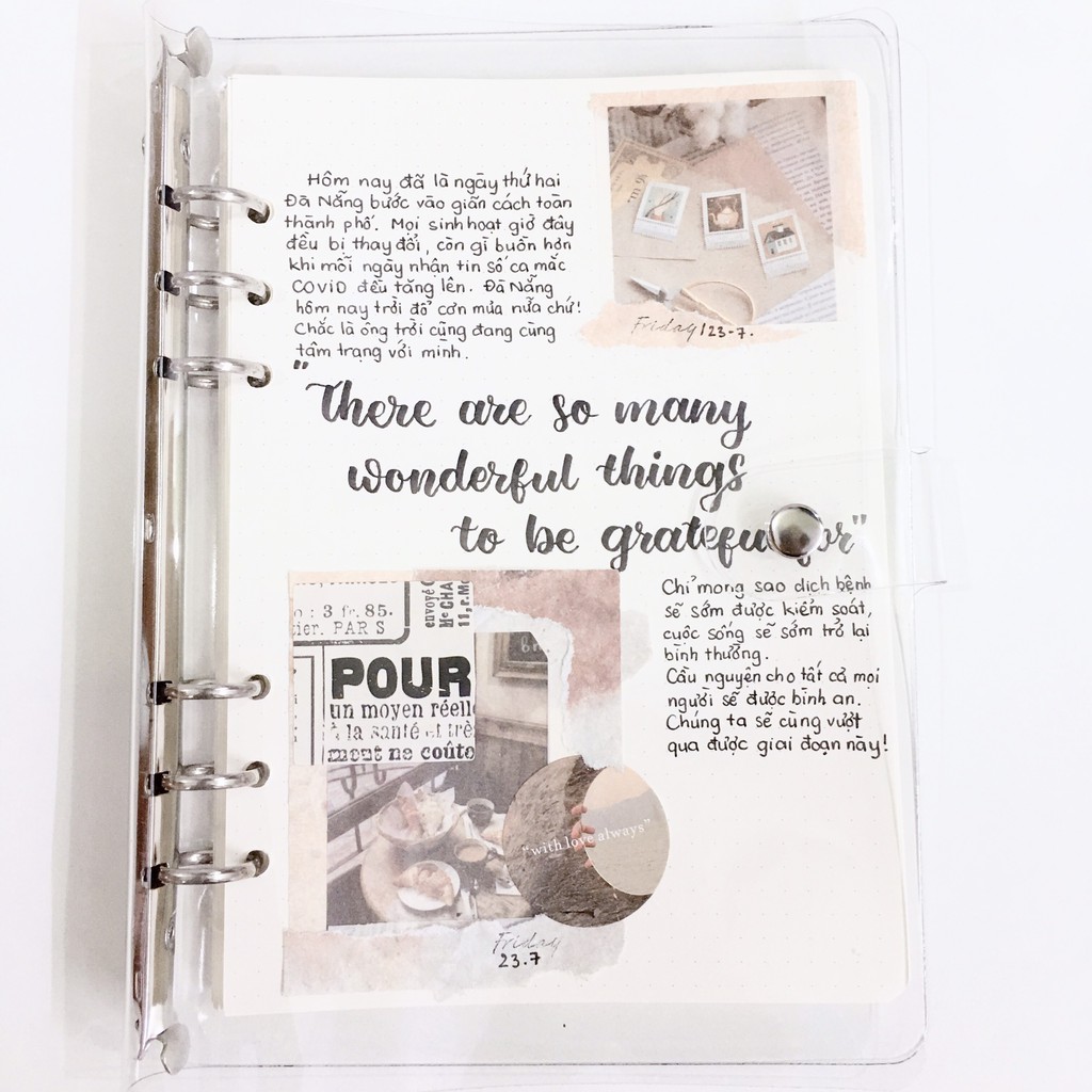 Binder Bìa Dẻo Cao Cấp Trong Suốt Size A5 Sẵn 200 Trang Giấy KLONG 120 GSM Cực Dày Sổ Bullet Journal Planner