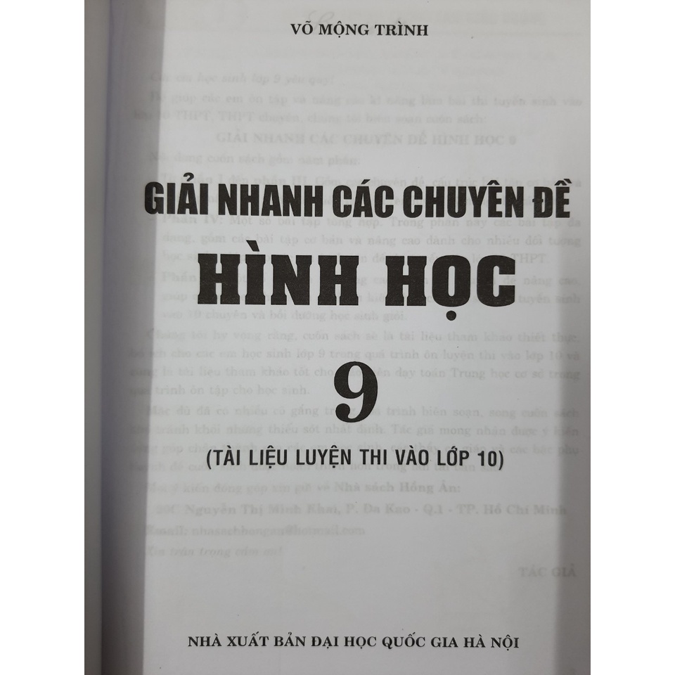 Sách - Giải nhanh các chuyên đề Hình học 9