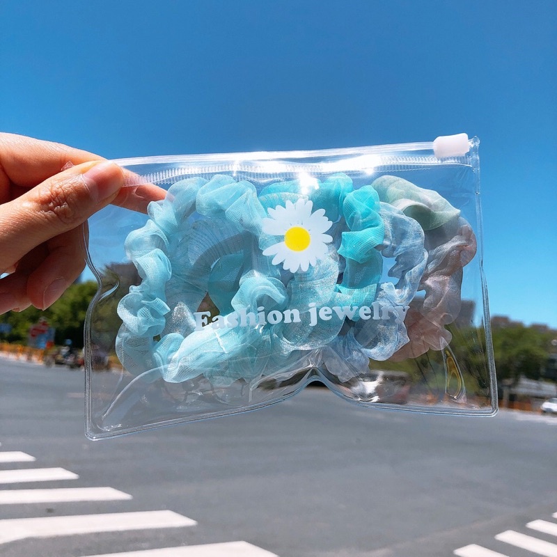 Dây Buộc Tóc Scrunchies FASHION JEWELRY Đựng Túi Zip