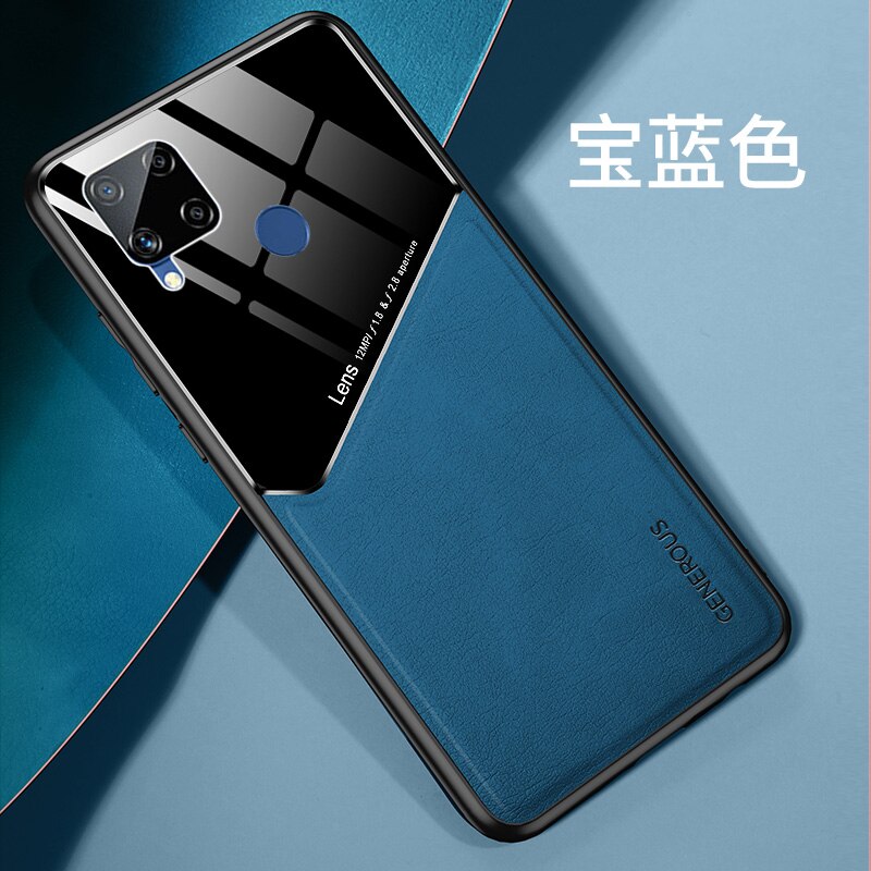 REALME Ốp Lưng Da Có Vòng Nhẫn Và Nam Châm Gắn Xe Ô Tô Cho Oppo Realme C12