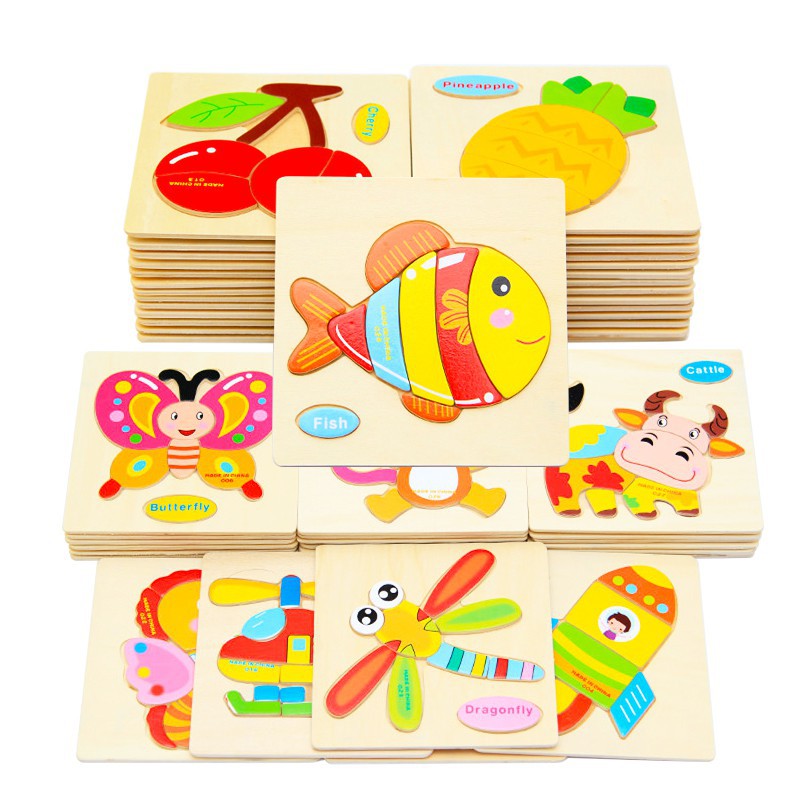 [Mã TOYNOV giảm 10% tối đa 15K đơn từ 50K] Combo 10 Bộ Tranh Ghép Gỗ nổi Đồ chơi Montessori (Đồ Chơi Thông Minh)