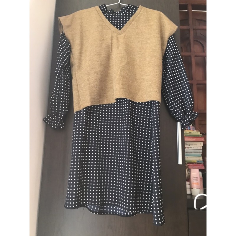 VÁY CHẤM BI DÀI MIX GILE/ PASS ĐỒ LIKE NEW/ HÌNH TỰ CHỤP