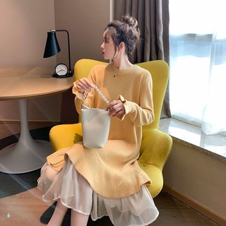 Đầm len nữ dài quá gối dáng rộng thời trang thu đông 2020