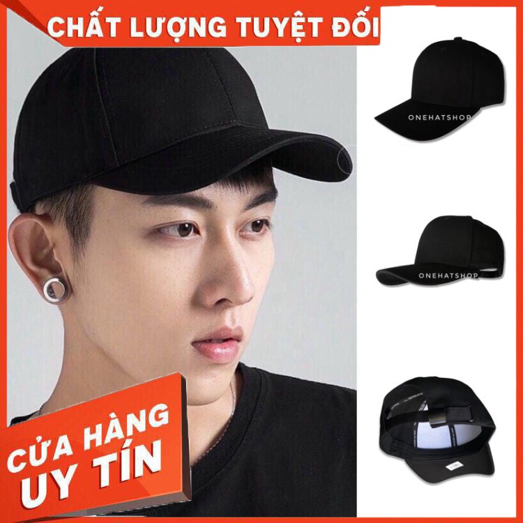 Nón lưỡi trai trơn đen - Vành cong không bị bè- fom không móp méo- brand Onehatshop- Made in VietNam
