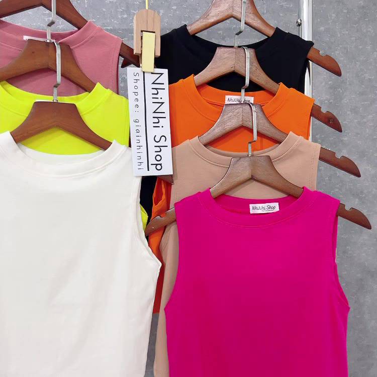 Áo croptop sát nách cổ tròn form ôm, Áo ba lỗ dáng ngắn co giãn CS0802 - NhiNhi Shop | BigBuy360 - bigbuy360.vn