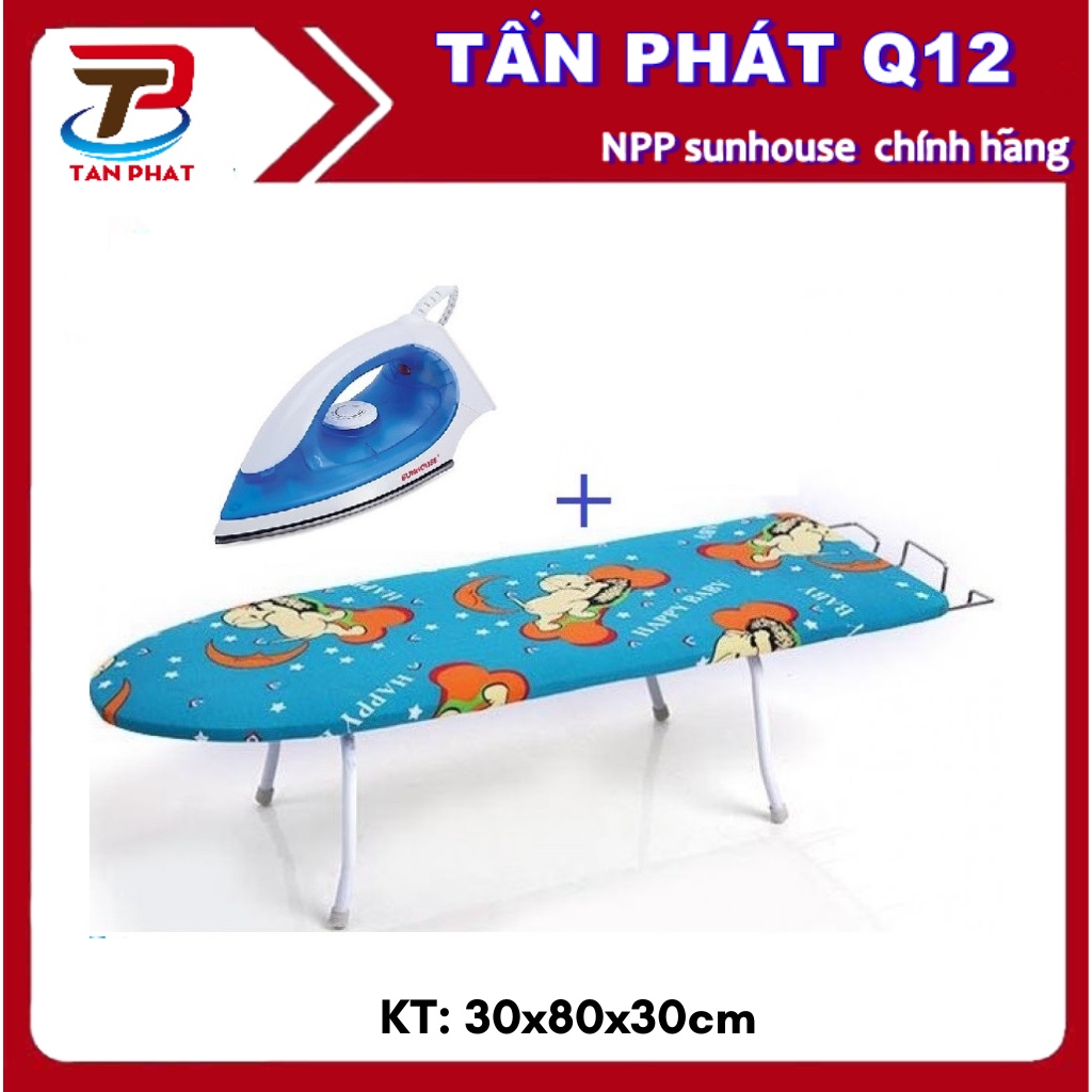 Combo CẦU LÀ QUẦN ÁO DẠNG NGỒI + BÀN ỦI SUNHOUSE (hồng)