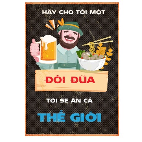 (20x30cm, HƠN 20 MẪU) Tranh thiếc trang trí tường chủ đề ăn nhậu, decor quán: beer club, pub, quán bar,... siêu độc đáo