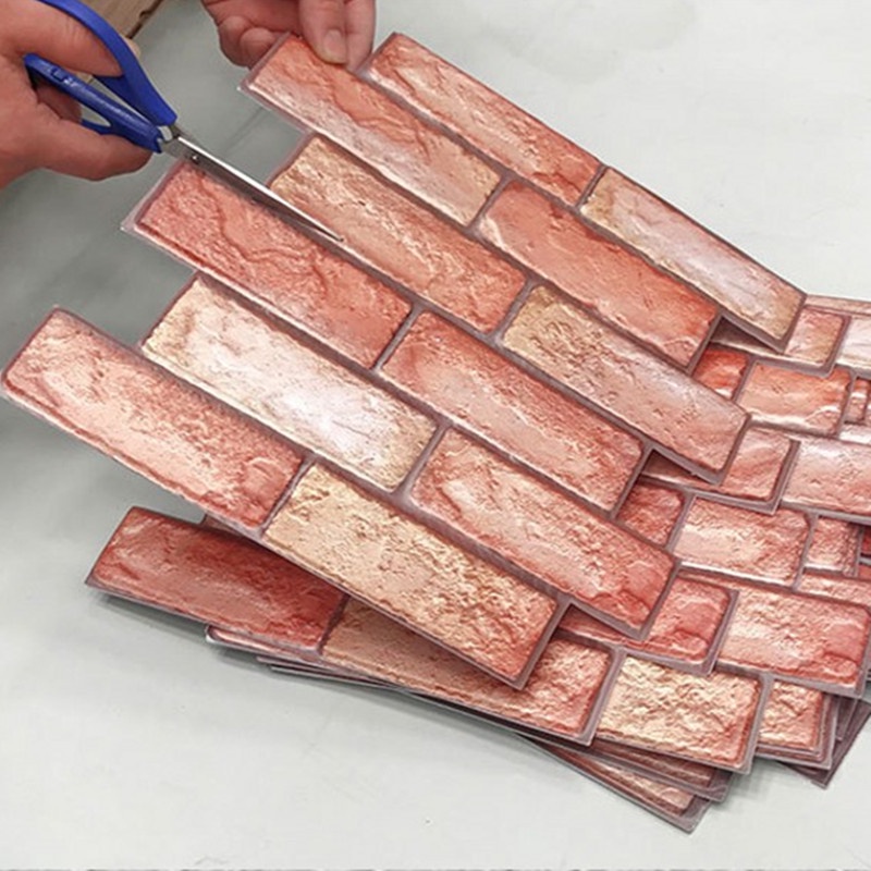 Miếng Dán Tường 3D Hình Viên Gạch Độc Đáo Chống Thấm Nước Trang Trí Nhà Cửa DIY