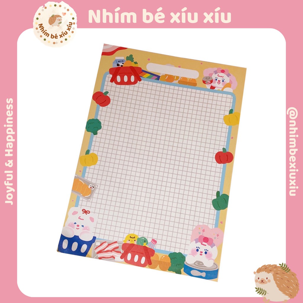 Tập giấy take note grid line 30 trang refill khổ B5 Colorful Bears TN92