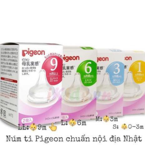 Núm ty Pigeon nội địa Nhật cho bình cổ rộng đủ size S M L LL (Hộp 2 chiếc)