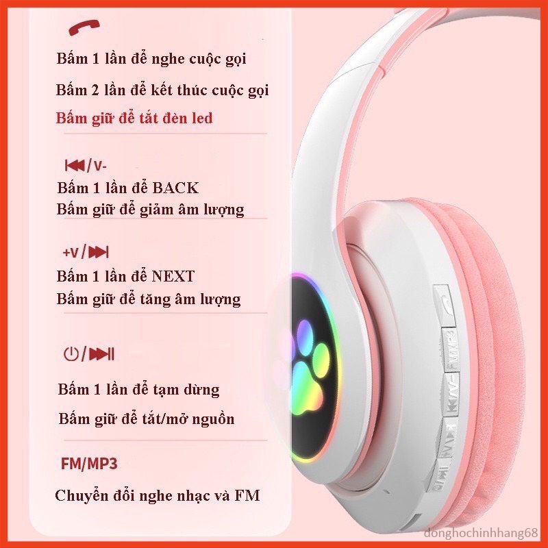 Tai Nghe Mèo Bluetooth STN-28, Tai Mèo Có Mic Dễ Thương, Âm Bass Mạnh Mẽ Nghe Nhạc Cực Hay Chơi Game Đã Bảo Hành 12Tháng