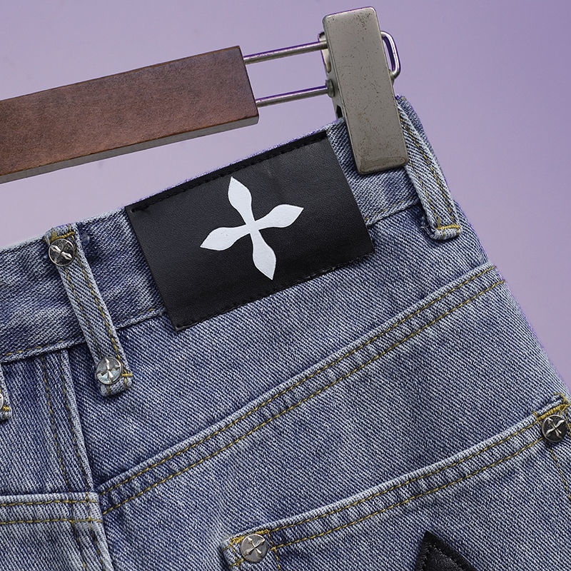 Quần Short Jeans Rách Lưng Cao Phối Tua Rua Thời Trang Mùa Hè 2022 Cho Nữ