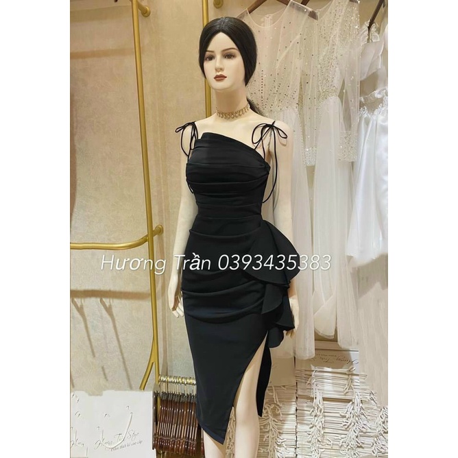 Đầm hai dây cột nơ xếp ly bèo hông cực sang chảnh đủ màu mẫu mới