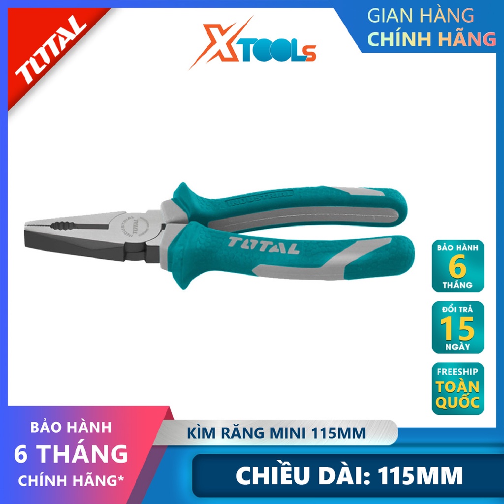 Kìm điện mini TOTAL THTMN156 | kềm răng Kích thước 4,5 &quot;/ 115mm, Đầu kềm được đánh bóng và chống gỉ, Tay cầm hai màu 120