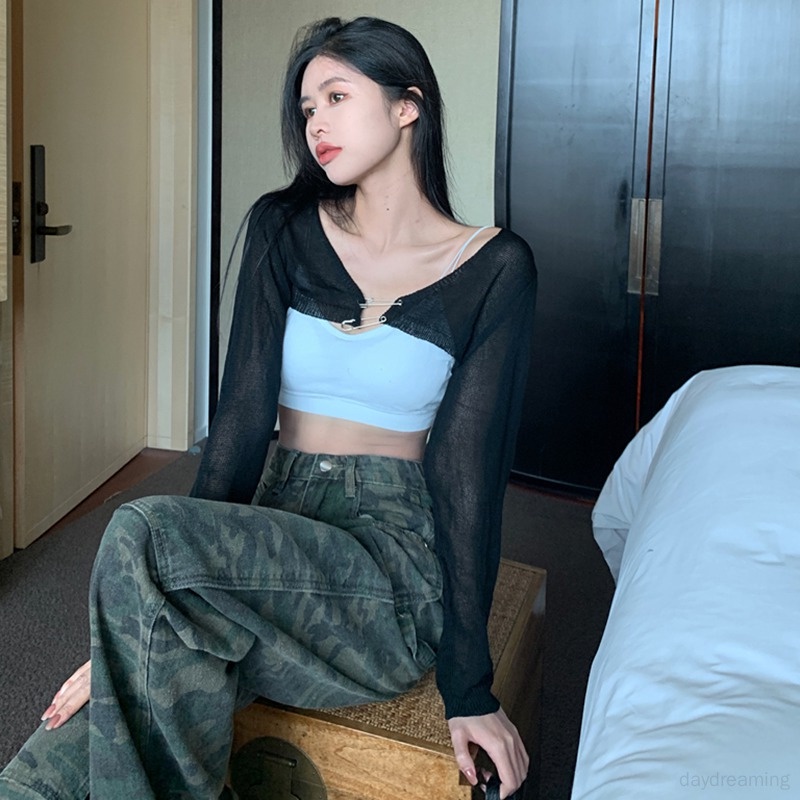 Áo Cardigan Tay Dài Kẻ Sọc Cho Nữ